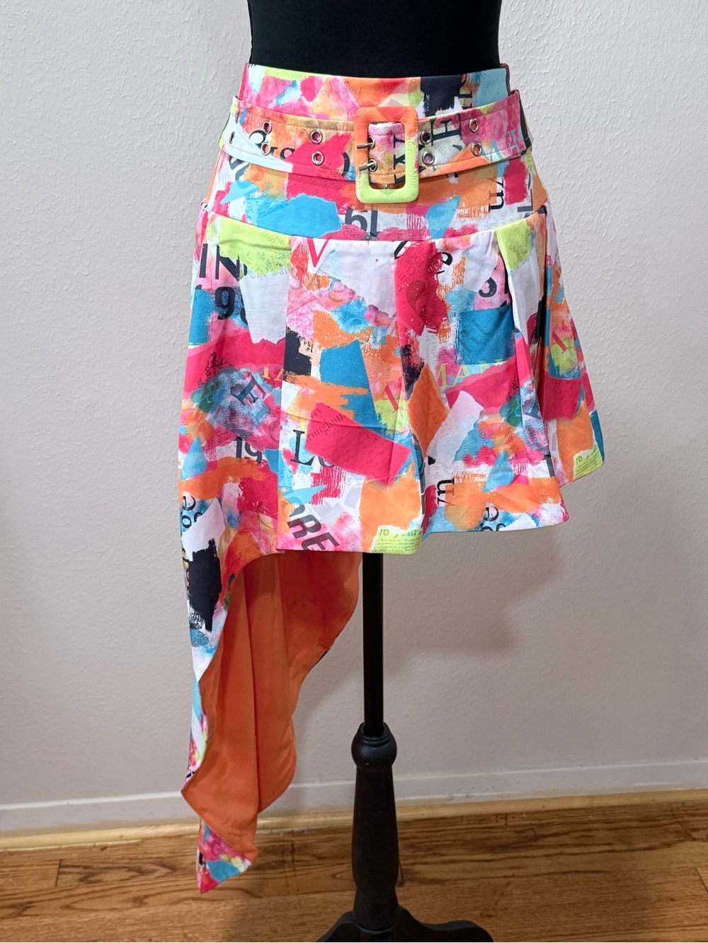 Asymmetrical Multicolor Abstract‎ Print Skirt
